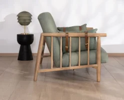 Outlet Canapé 2 places esprit ethnique en tissu gaufré kaki 