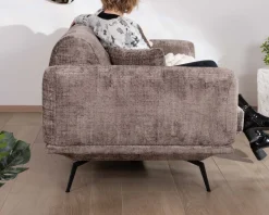 Sale Canapé 3 places esprit rétro en tissu chenillé doux gris cendré 