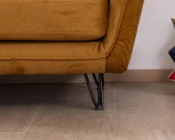 Clearance Canapé 3 places ocre pieds métal et toucher velours 