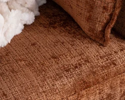 Hot Canapé 3 places ultra confort esprit rétro en tissu tramé terracotta 