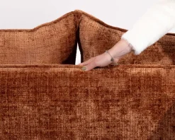 Hot Canapé 3 places ultra confort esprit rétro en tissu tramé terracotta 