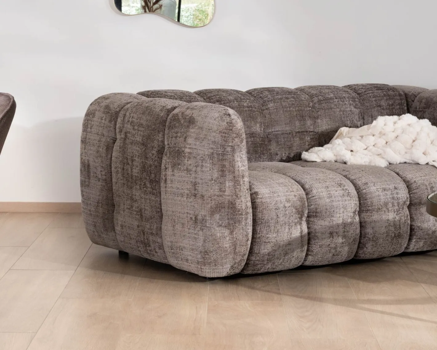 Best Canapé 3 places ultra-cosy en tissu velours gris cendré "Milow" Canapé 3 Places|Canapé Droit Fixe