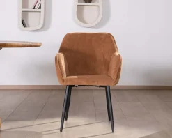 Hot Chaise contemporaine en velours cuivré avec accoudoirs 