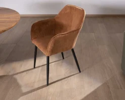 Hot Chaise contemporaine en velours cuivré avec accoudoirs 