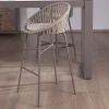 Discount Chaise de bar d'extérieur en aluminium gris champagne et dossier en corde tendue Chaise De Bar|Tabouret De Bar