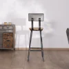 Chaise de bar métal gris antique et bois "Atelier grey" hauteur 110 cm Chaise De Bar|Tabouret De Bar