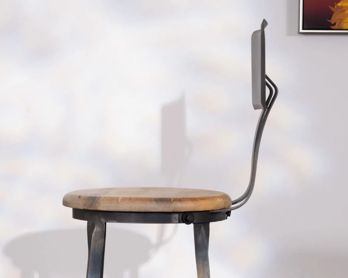 Chaise de bar métal gris antique et bois "Atelier grey" hauteur 110 cm Chaise De Bar|Tabouret De Bar