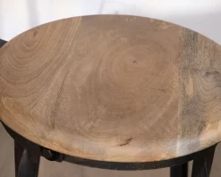 Chaise de bar métal gris antique et bois
