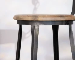 Chaise de bar métal gris antique et bois