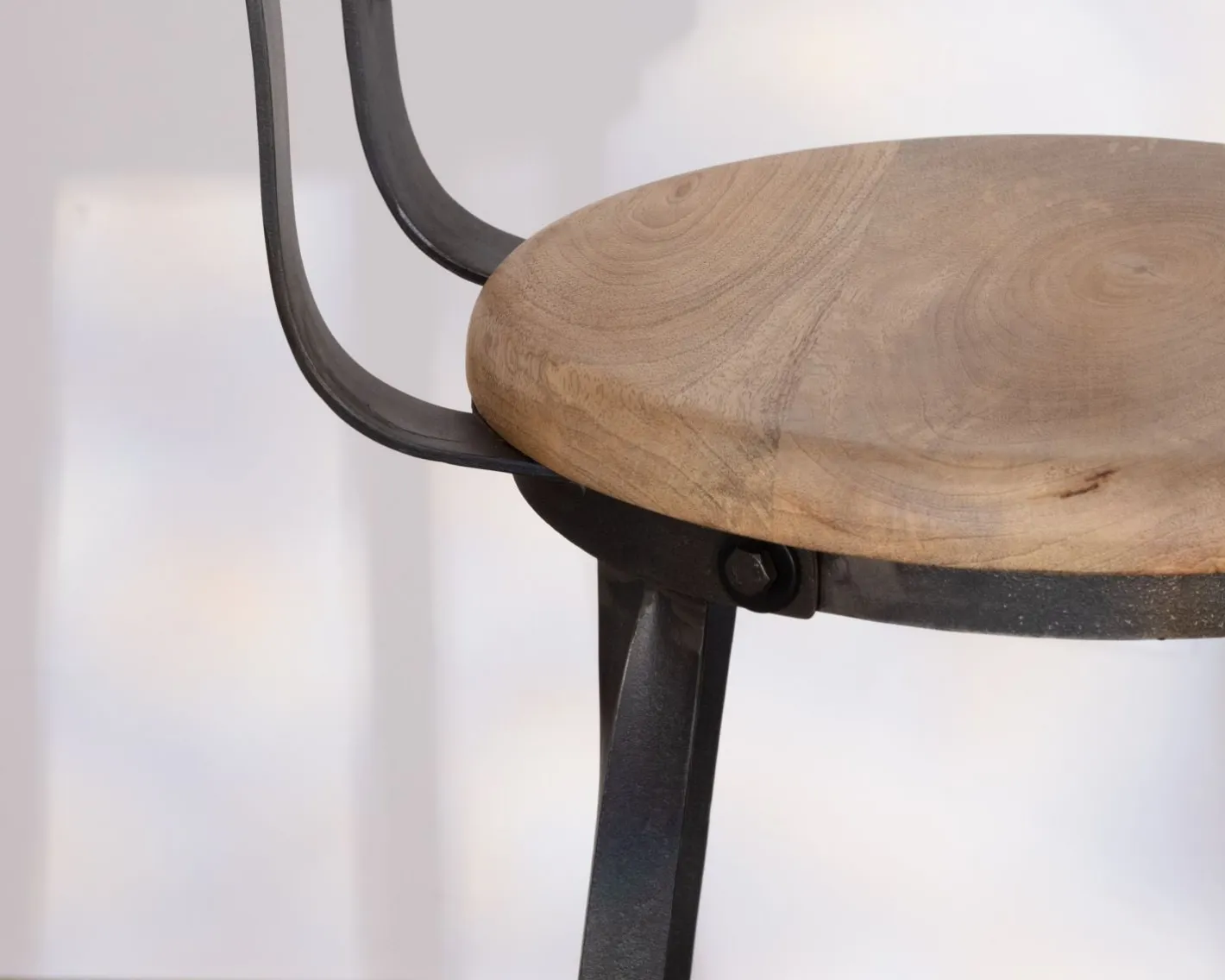 Chaise de bar métal gris antique et bois "Atelier grey" hauteur 110 cm Chaise De Bar|Tabouret De Bar