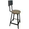 Chaise de bar pour îlot métal noir et bois exotique "Atelier Grey" Chaise De Bar