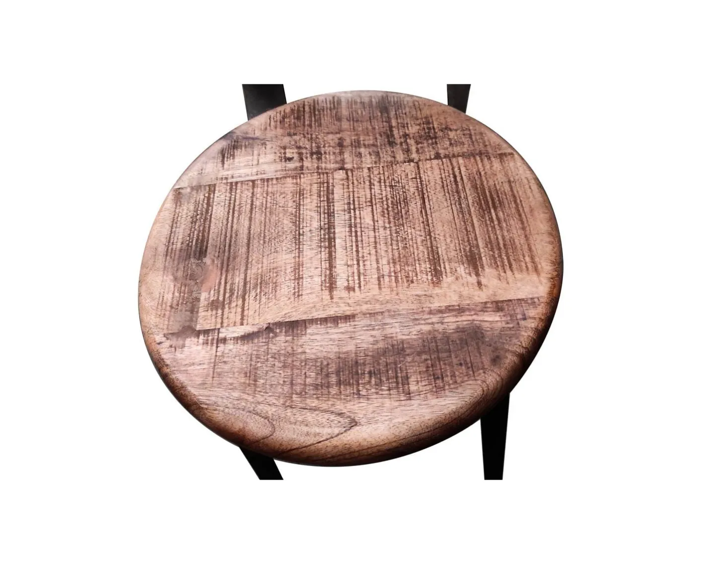 Chaise de bar pour îlot métal noir et bois exotique "Atelier Grey" Chaise De Bar