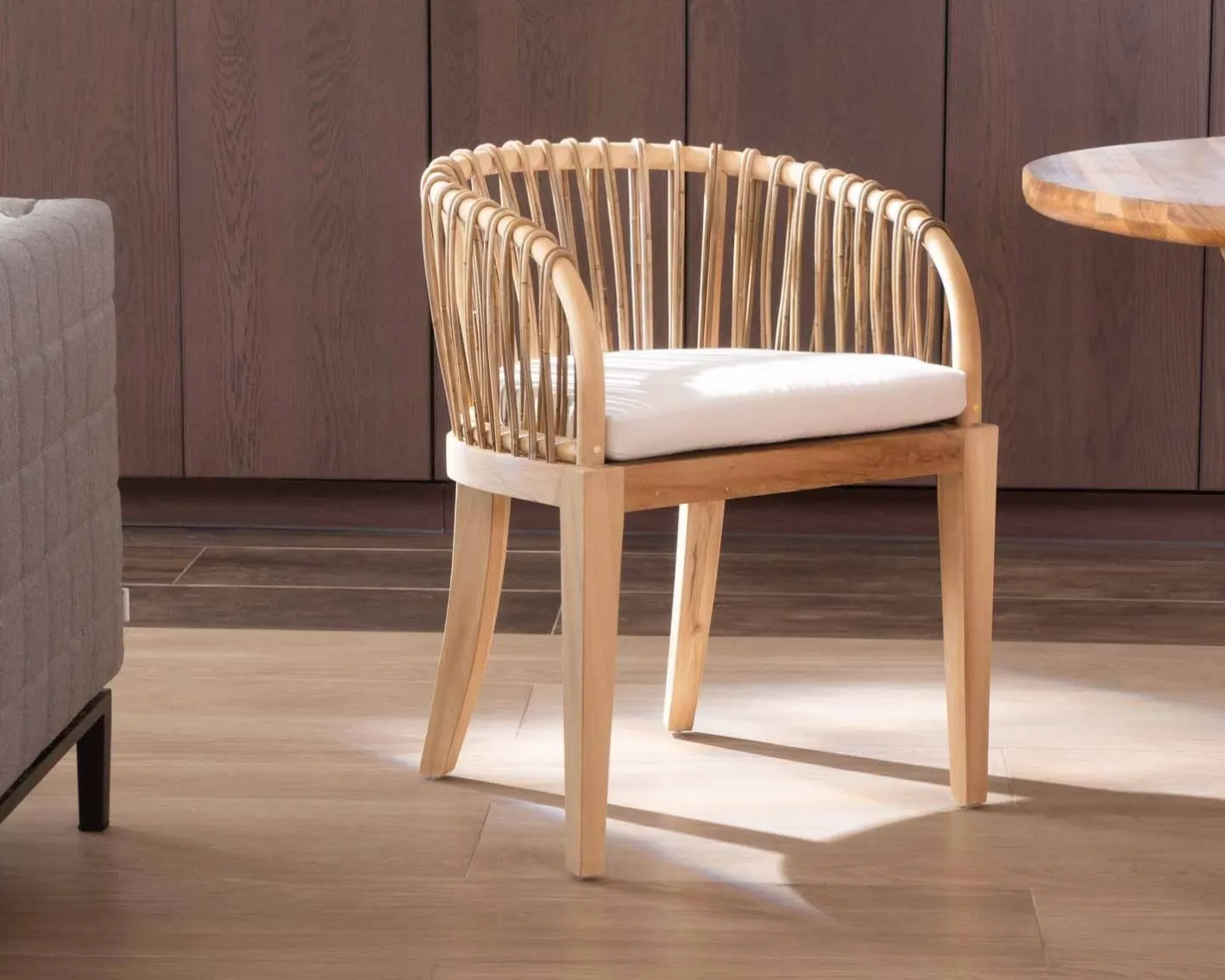 Hot Chaise de jardin en teck et rotin "Wilma" Chaise