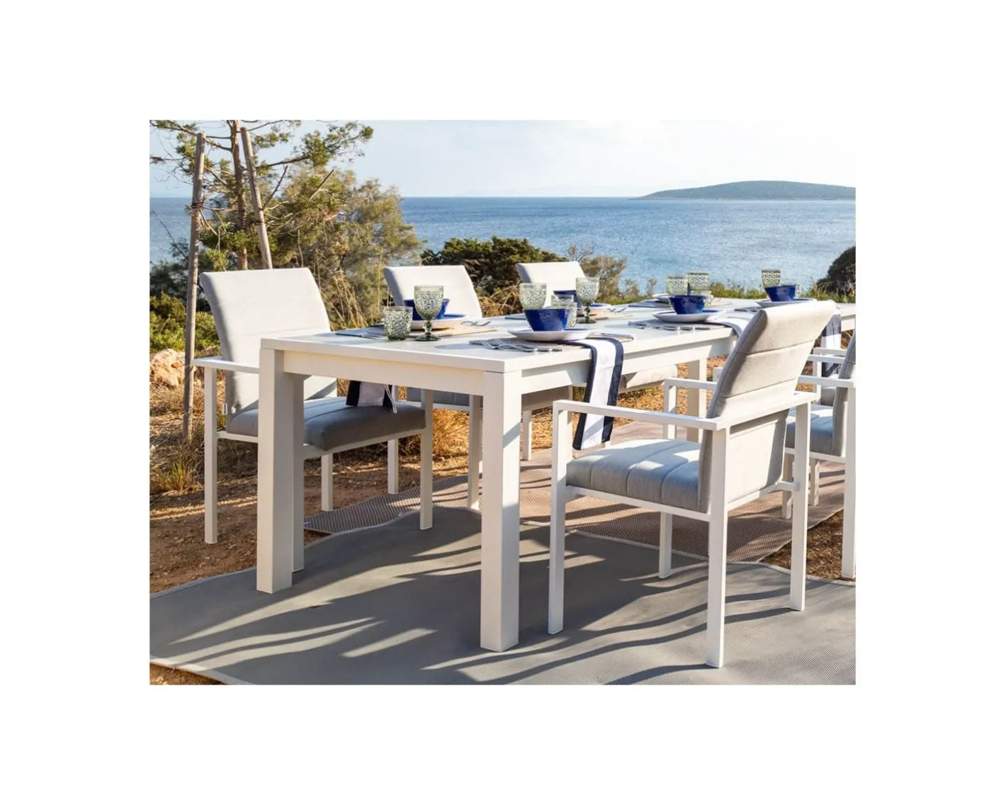 Discount Chaise de jardin moderne tissu Sunbrella et aluminium blanc "Terrasse" Chaise