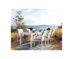 Discount Chaise de jardin moderne tissu Sunbrella et aluminium blanc