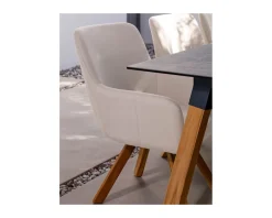 Chaise de jardin tissu Sunbrella blanc cassé pieds teck "Lombok" Chaise