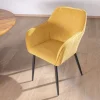 Clearance Chaise de repas avec accoudoirs en velours côtelé jaune "Scotty" et pieds métal noir Chaise
