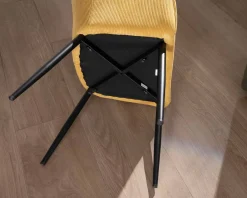 Clearance Chaise de repas avec accoudoirs en velours côtelé jaune