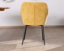 Clearance Chaise de repas avec accoudoirs en velours côtelé jaune
