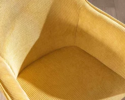 Clearance Chaise de repas avec accoudoirs en velours côtelé jaune