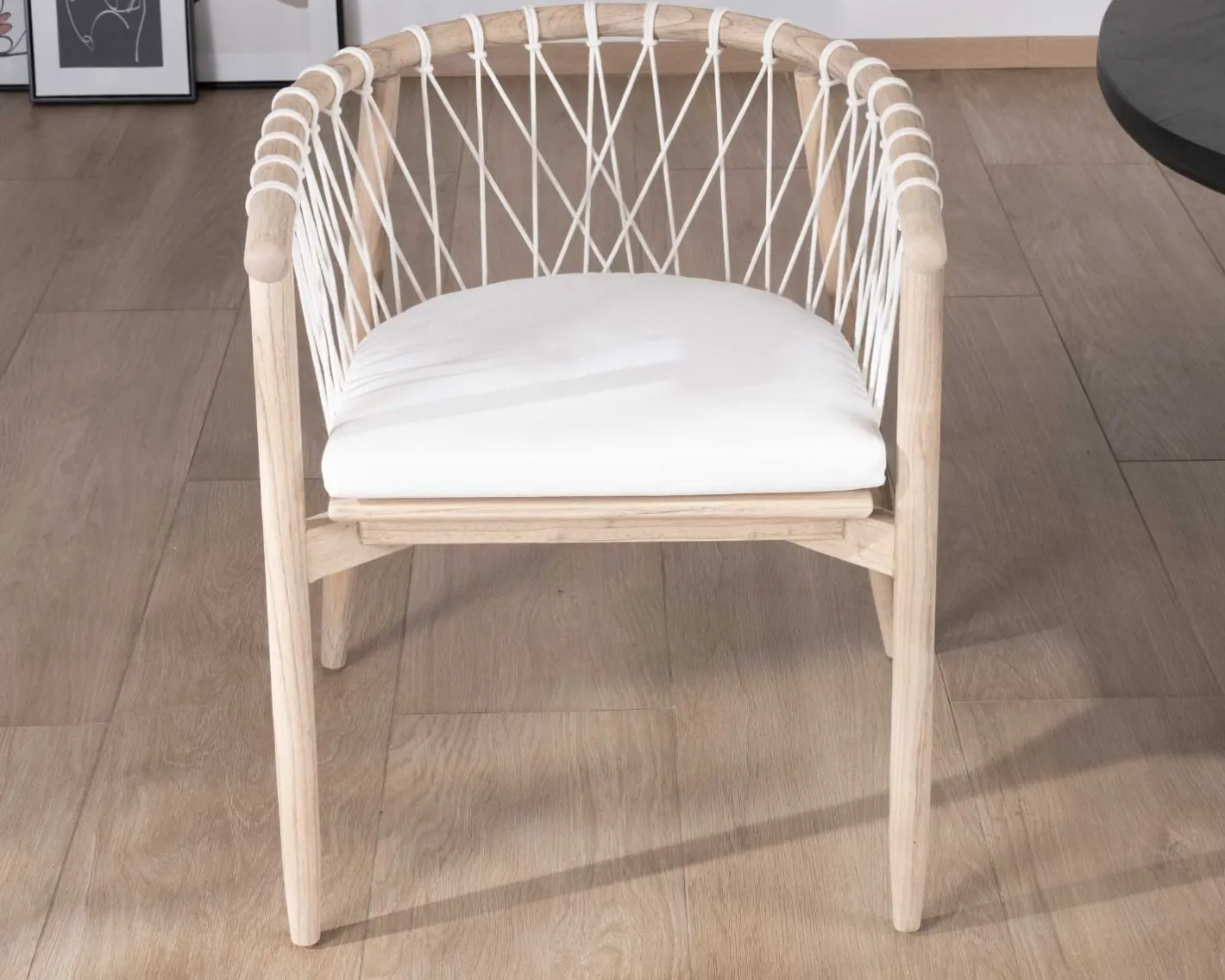 Online Chaise de repas en bois et corde tressée "Katue" Chaise