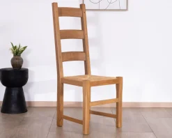 Discount Chaise de repas en chêne massif et assise tressée 