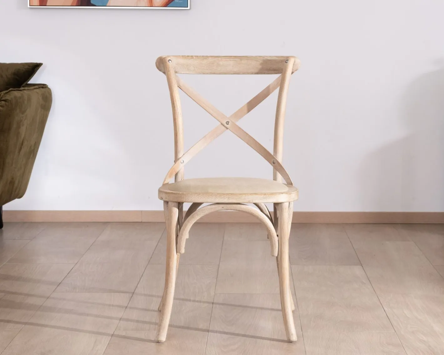 Sale Chaise de repas esprit bistrot en chêne et assise tissu "Brosti" Chaise