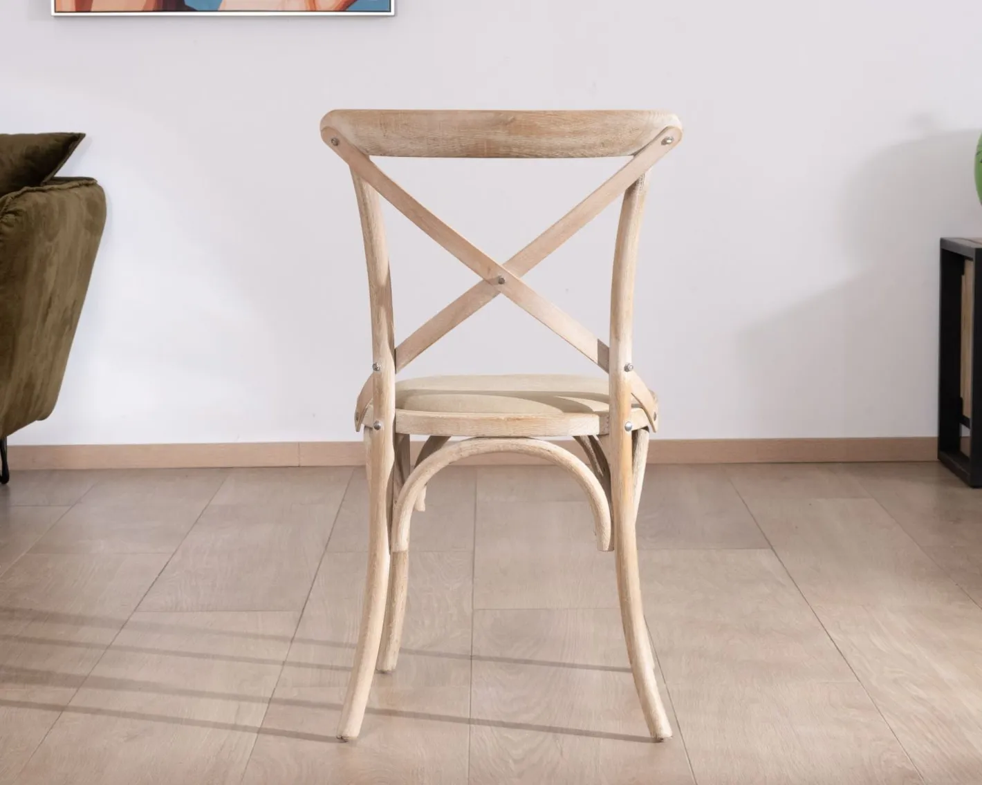 Sale Chaise de repas esprit bistrot en chêne et assise tissu "Brosti" Chaise