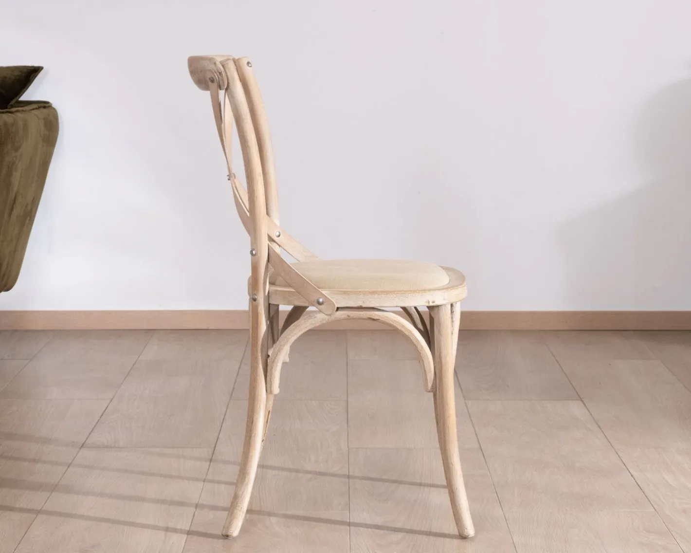 Sale Chaise de repas esprit bistrot en chêne et assise tissu "Brosti" Chaise