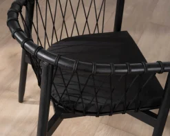 Best Chaise de repas noire en bois et corde tressée