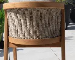 Online Chaise d'extérieur haut de gamme et design en teck avec coussins écru chiné 