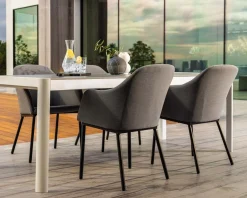 New Chaise d'extérieur moderne et enveloppante en tissu Sunbrella gris foncé 