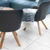 New Chaise en tissu Sunbrella gris foncé et pieds teck "Lombok" Chaise