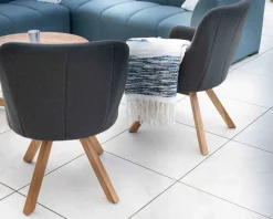 New Chaise en tissu Sunbrella gris foncé et pieds teck "Lombok" Chaise