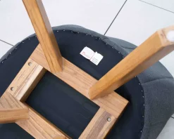 New Chaise en tissu Sunbrella gris foncé et pieds teck