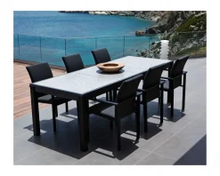 Outlet Chaise extérieure noire avec tissu Sunbrella "Terrasse" Chaise