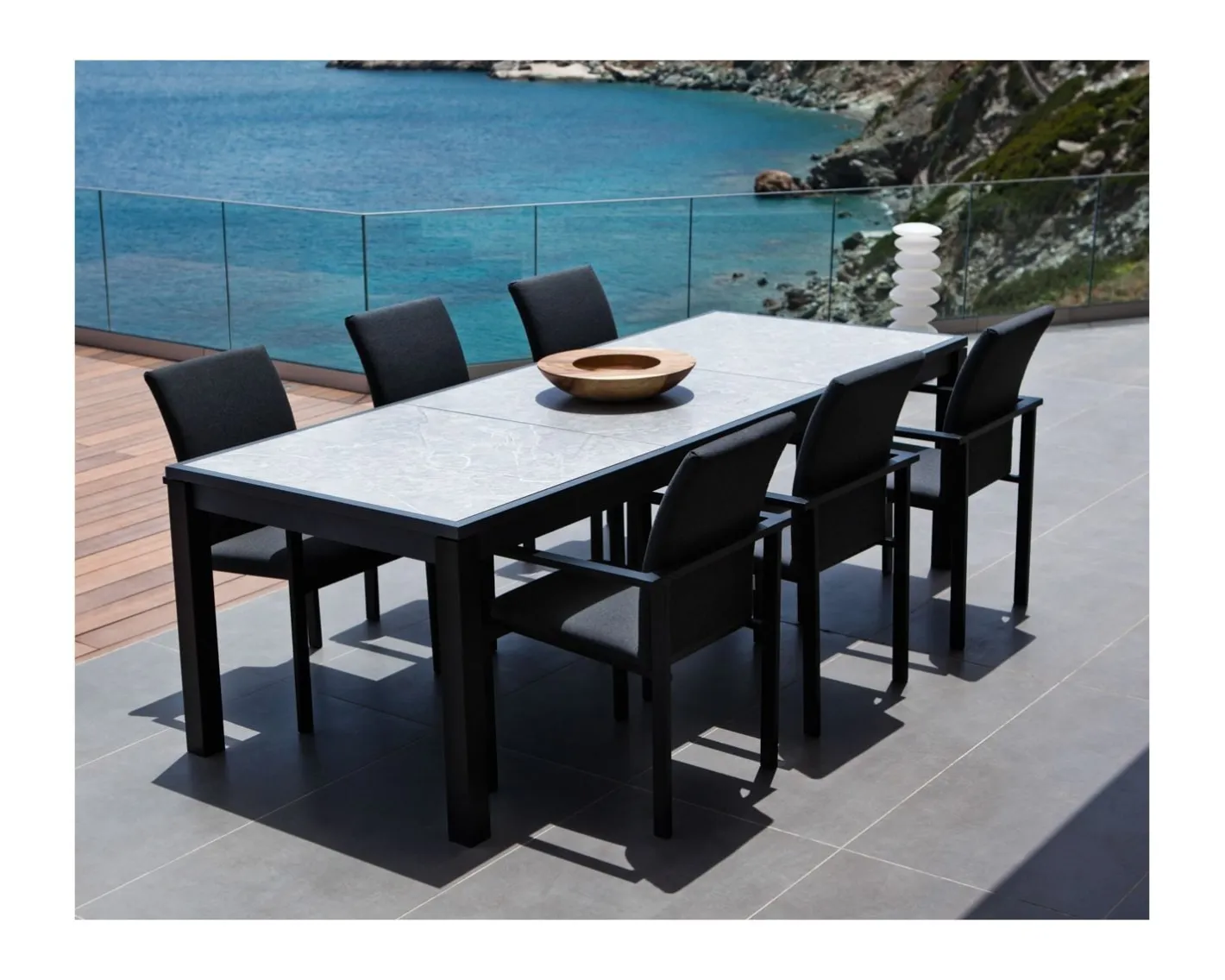 Outlet Chaise extérieure noire avec tissu Sunbrella "Terrasse" Chaise