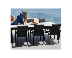 Outlet Chaise extérieure noire avec tissu Sunbrella