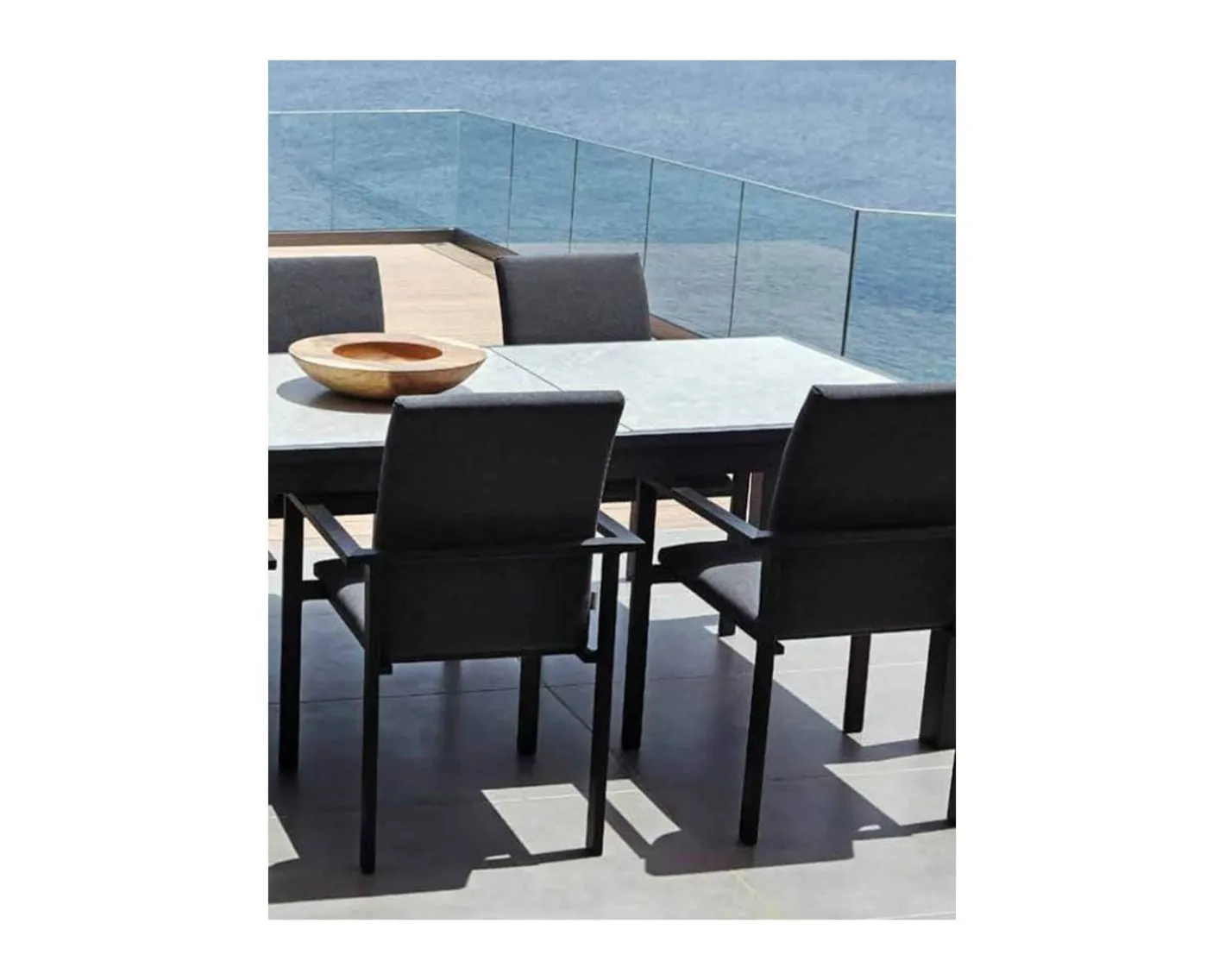Outlet Chaise extérieure noire avec tissu Sunbrella "Terrasse" Chaise