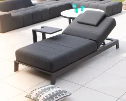 Outlet Chaise longue confort gris foncé et structure anthracite "Terrasse" Bain De Soleil