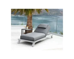 Discount Chaise longue de jardin haut de gamme grise et blanche "Nusa Pedina" Bain De Soleil