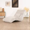 Chaise longue d'intérieur design en tissu tramé blanc cassé "Syltan" Fauteuil