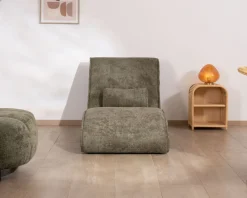 Online Chaise longue d'intérieur design en tissu chenillé vert foncé "Syltan" Fauteuil
