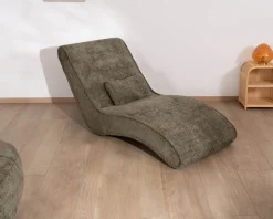 Online Chaise longue d'intérieur design en tissu chenillé vert foncé 