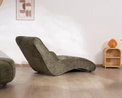 Online Chaise longue d'intérieur design en tissu chenillé vert foncé 