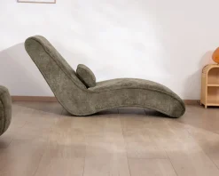 Online Chaise longue d'intérieur design en tissu chenillé vert foncé 