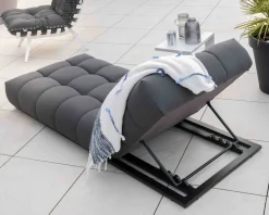 Sale Chaise longue haut de gamme en tissu Sunbrella gris foncé "Lazy Beach" Bain De Soleil