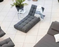 Sale Chaise longue haut de gamme en tissu Sunbrella gris foncé 