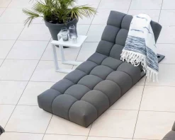 Sale Chaise longue haut de gamme en tissu Sunbrella gris foncé 