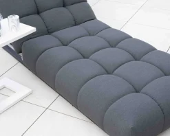 Sale Chaise longue haut de gamme en tissu Sunbrella gris foncé 